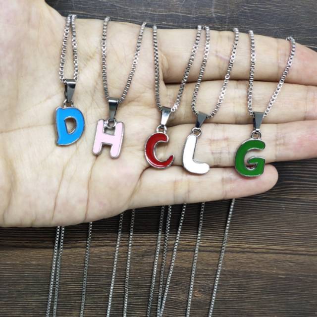 Fifi Fashion Kalung  Liontin Huruf CAT liontin alphabet  liontin inisial lapis emas  SILVER 