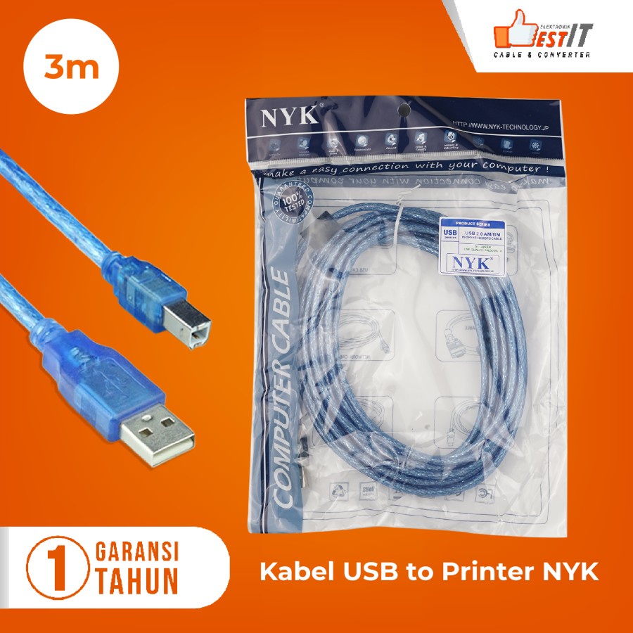 Kabel Printer USB 2.0 panjang 3 meter NYK