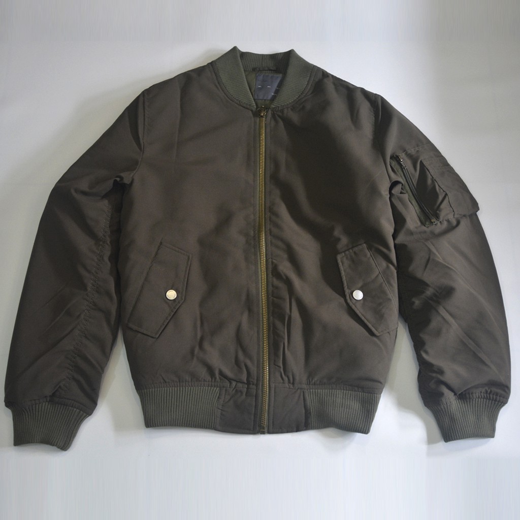 Zara Man Bomber Jacket Jaket - Olive 