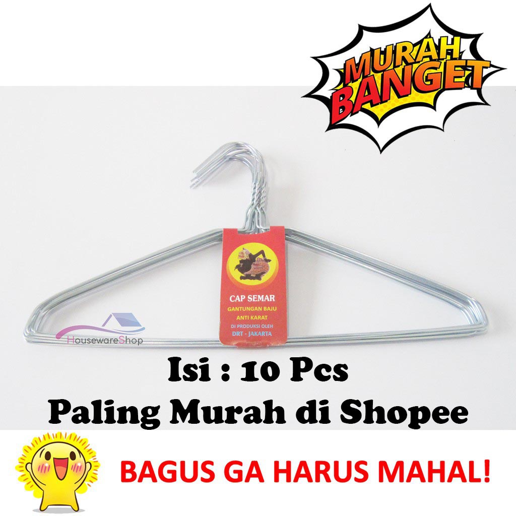 Gantungan Baju Hanger Kawat Laundry Anti Karat Isi 10 Gantungan Baju Hanger Kawat Laundry Anti Karat Isi 10