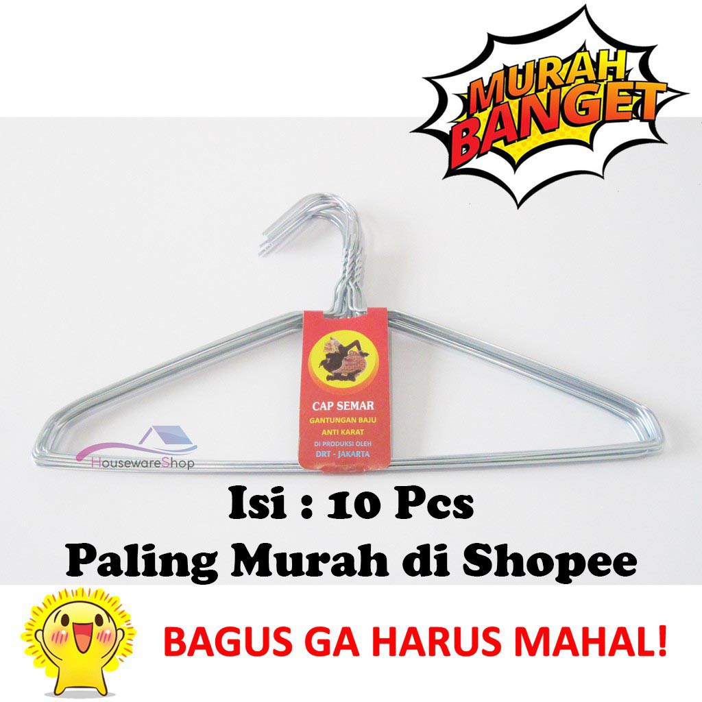  Gantungan  Baju  Hanger Kawat Laundry Anti Karat Isi  10 