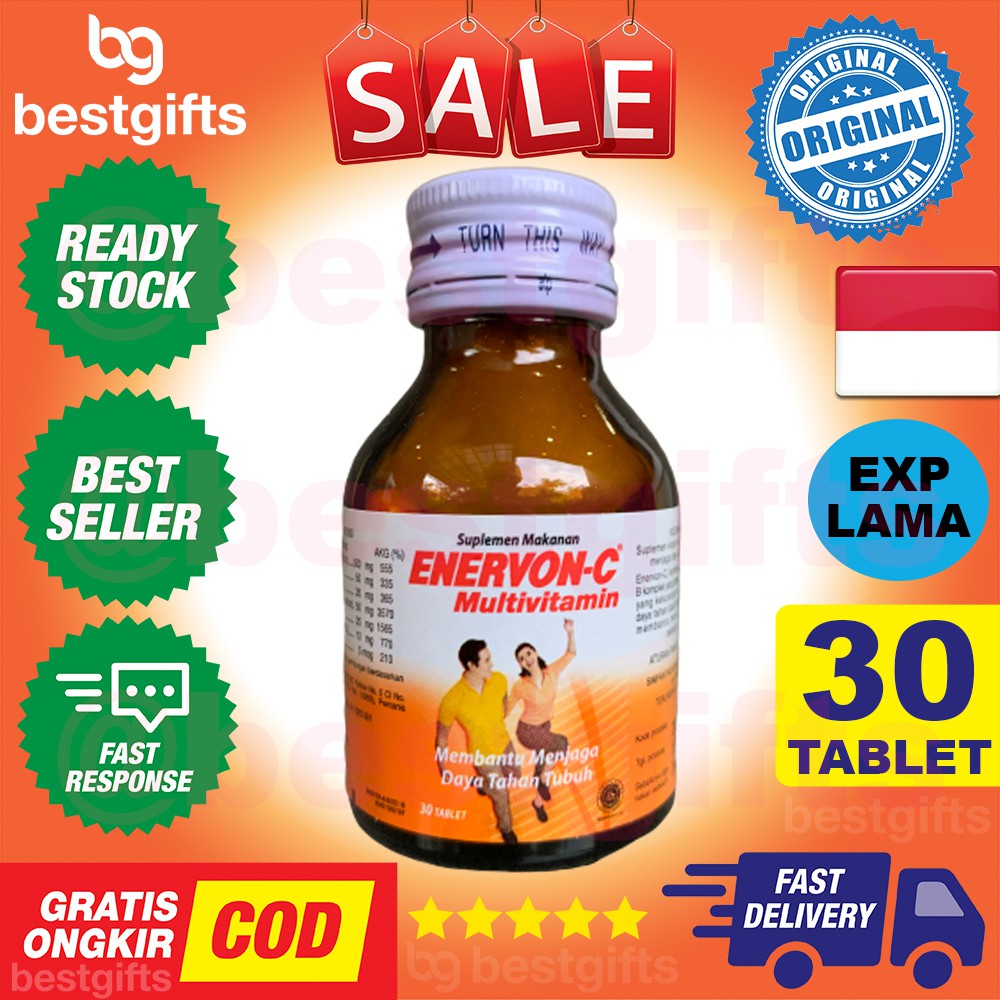 ENERVON C MULTIVITAMIN VITAMIN VIT C IMUN IMUNITAS METABOLISME KEKEBALAN DAYA TAHAN TUBUH 30 TABLET