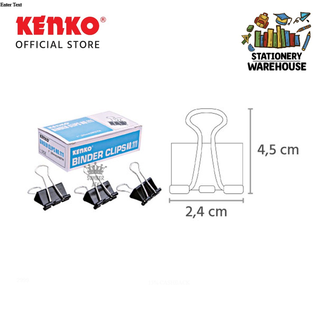 

BINDER CLIP KENKO No.111 / Jepitan Kertas - 1 Box isi 12 pcs