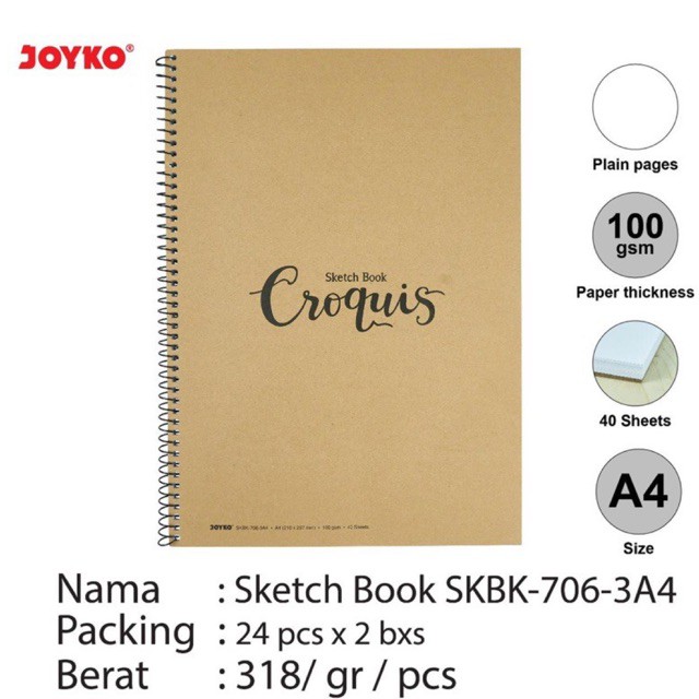 Croquis Sketch Book / Buku Sketsa ukuran A5 / A4 / B5 seri SKBK-76 Joyko-2