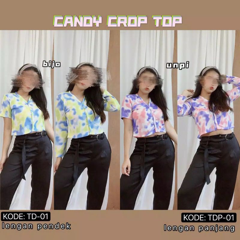 Turtlepanda© | Tie Dye Crop Top Candy - Lengan Panjang dan Pendek