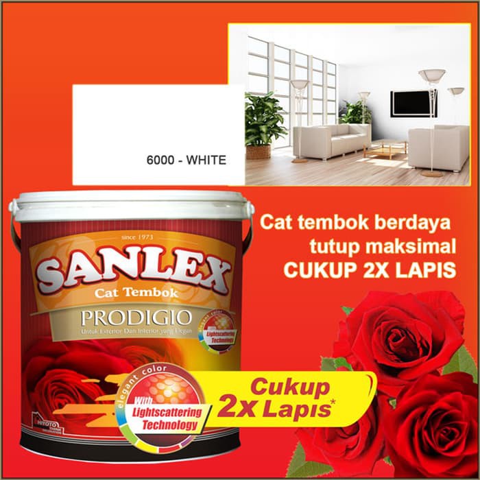 Cat Tembok SANLEX PRODIGIO Warna 6000 WHITE Galon 5 kg