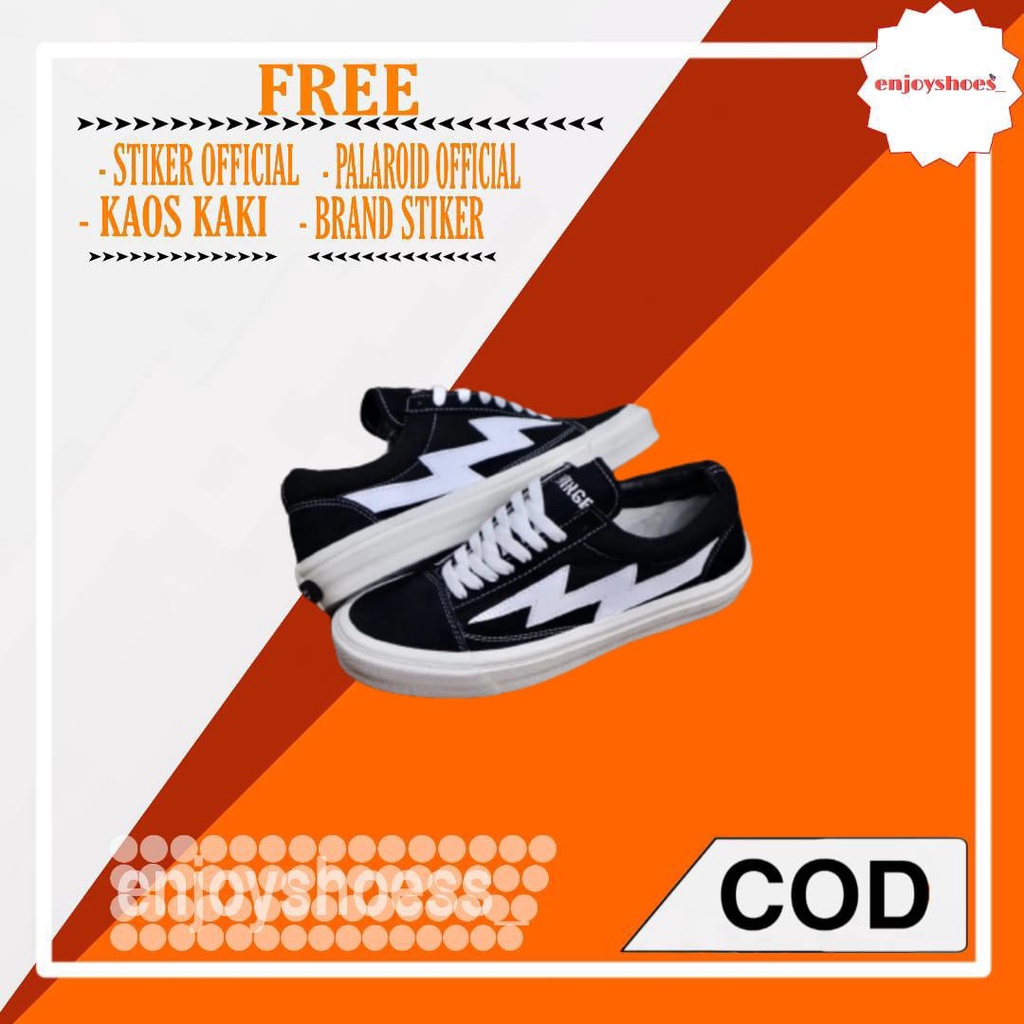 SEPATU REVENGE X STORM BLACK WHITE OLDSKOOL MADE IN CHINA-1