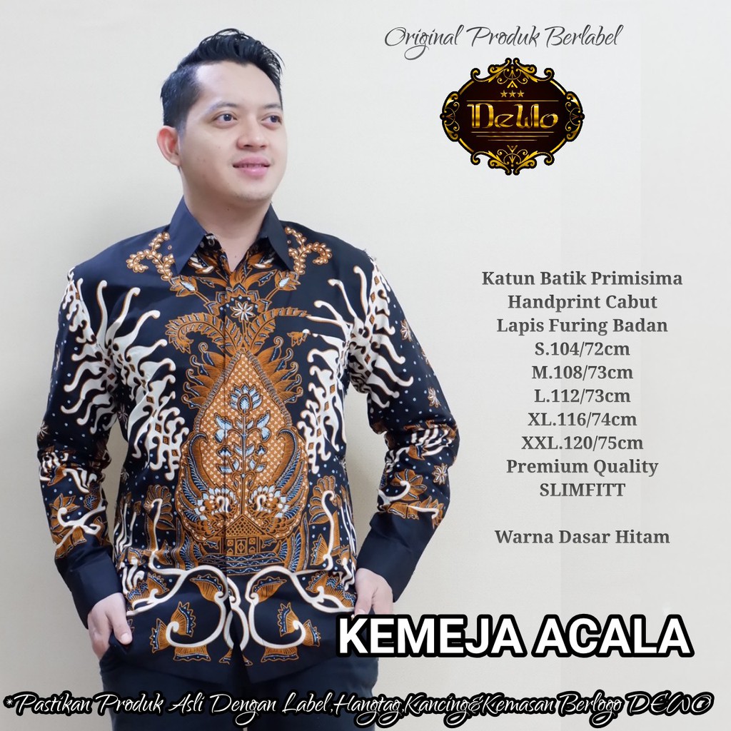 ACALA Kemeja Batik Pria Lengan Panjang Katun Halus FULL FURING Dewo