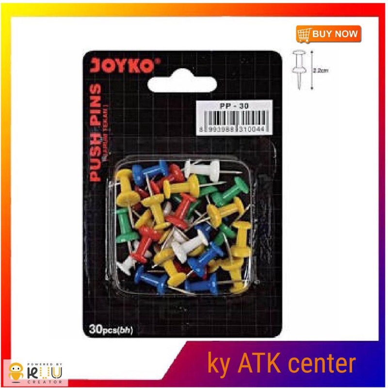 

Push pins Warna Joyko PP-30 TR Paku Mading / jarum tekan