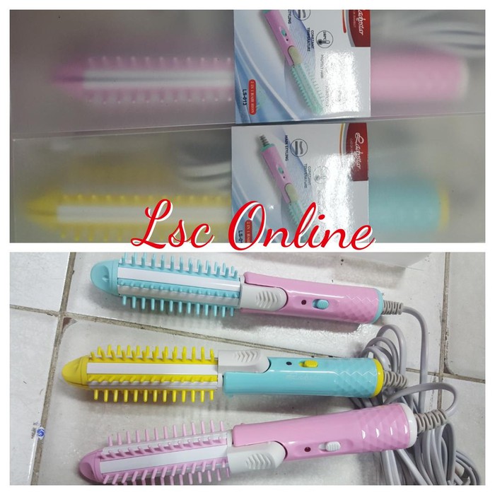 Alat Catokan Ladystar mini Ls 013 2 in1 Keriting Curly Blow Lurus Sisir Murah Ori