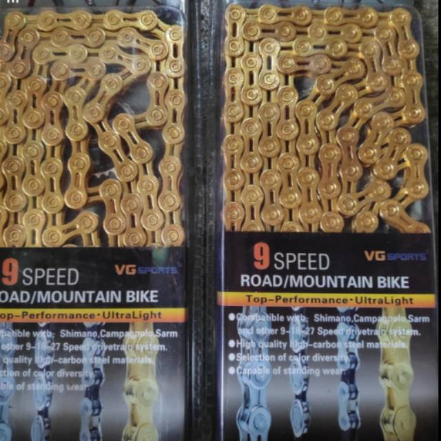 Rantai Sepeda VG Sports 9 Speed Half Hollow  Gold