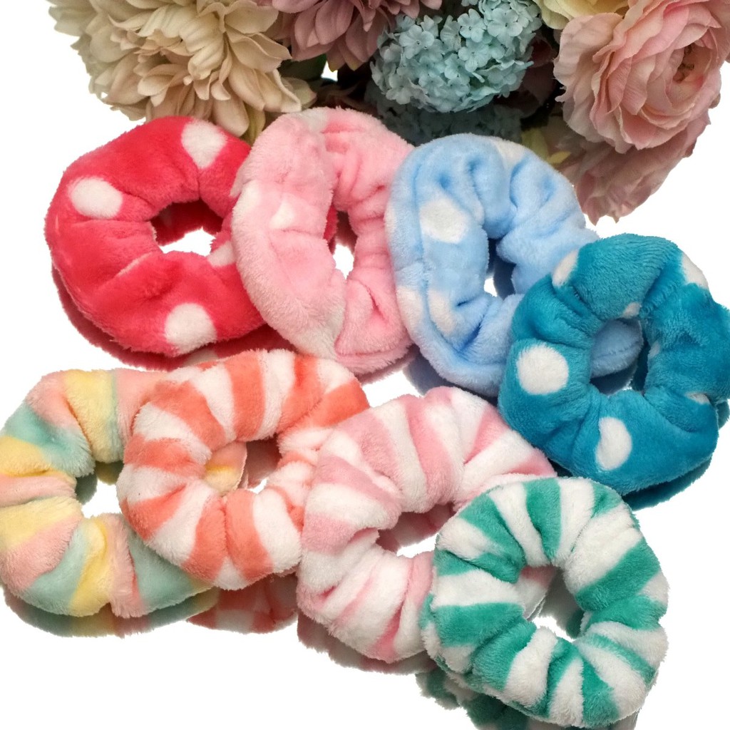 Scrunchie Bulu Handuk HALUS LEMBUT SOFT Ikat Rambut Kain Kunciran Kuncir Scrunchies Korea