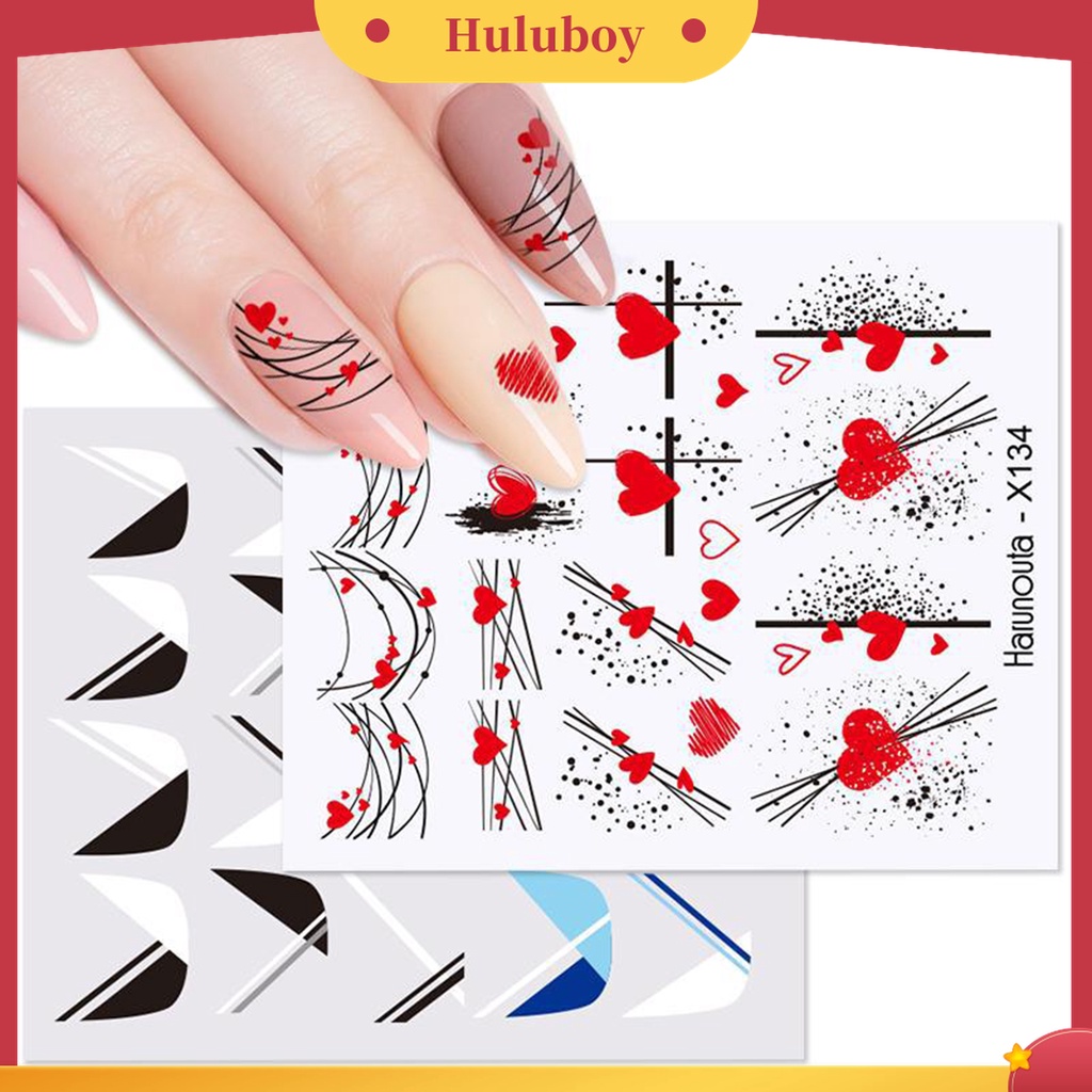 Huluboy Huluboy♡ Stiker Kuku 3D Motif Bunga Hati Untuk Manicure