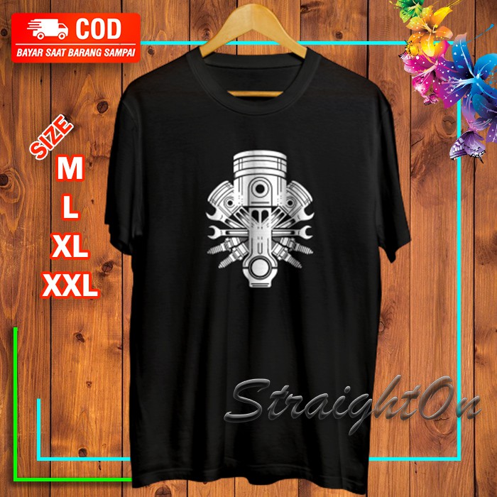 Kaos Baju Rider Gambar Logo Bengkel Supermoto Speed Racing Mesin Otomotif Piston Engine Distro Murah