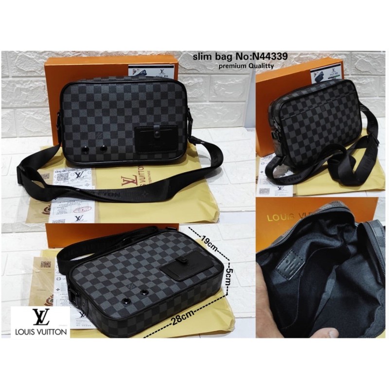 Tas selempang pria wanita LV Damier kotak premium