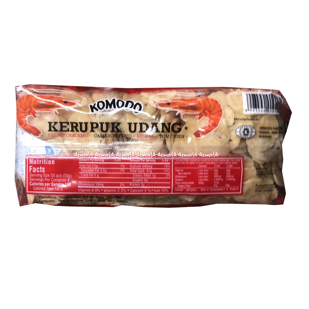 Komodo Kerupuk Udang Shrimp Crackers 400gr Camaron Krupuk Udang Siap Goreng