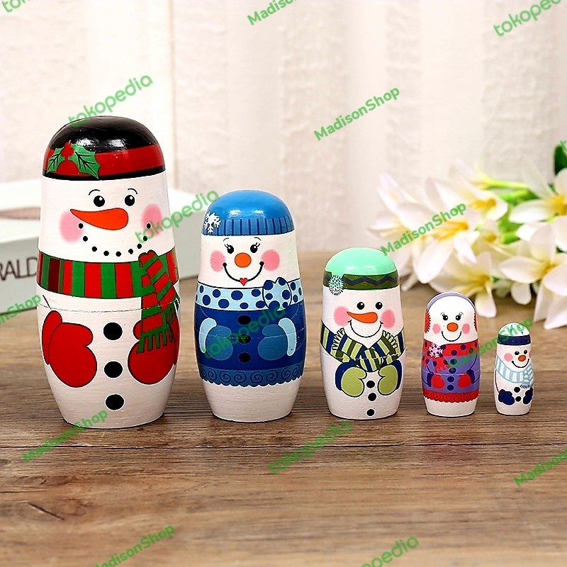 Boneka Rusia Matryoshka Snowman Natal Christmas Kado Natal Snowman