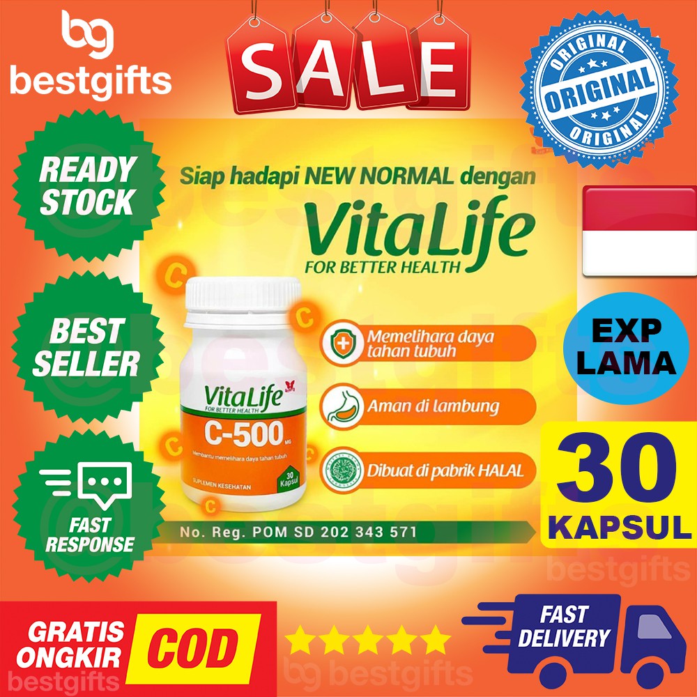 VITALIFE VITA LIFE C500 VITAMIN C 500 MG 500MG KEKEBALAN DAYA TAHAN IMUN TUBUH ANTIOKSIDAN 30 KAPSUL