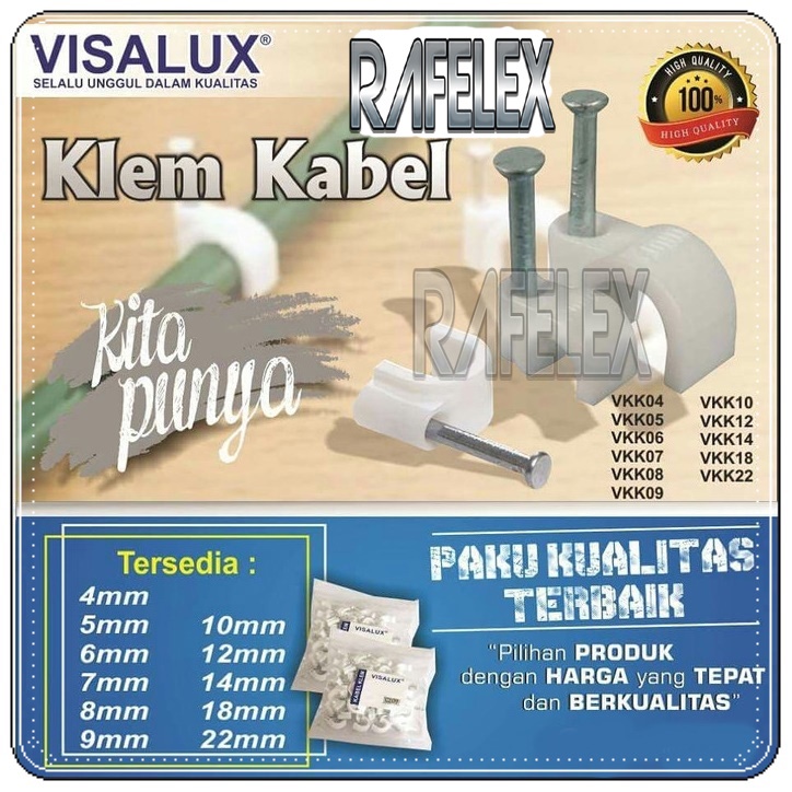 LARISMANISDULU Klem Kabel Paku Beton No 4 hingga 10 Diameter Paku 4mm - 10mm VISALUX