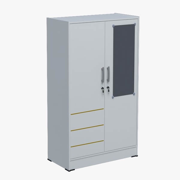 Lemari pakaian baju anak putih minimalis kaca kecil tinggi 120 BANDUNG