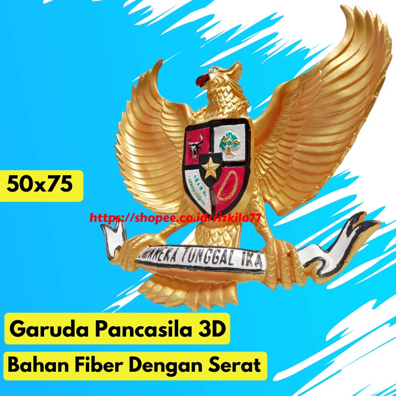 Hiasan Dinding Garuda 3 Dimensi Fiber Hiasan Dinding Logo Burung Garuda Gold Timbul 50x70cm