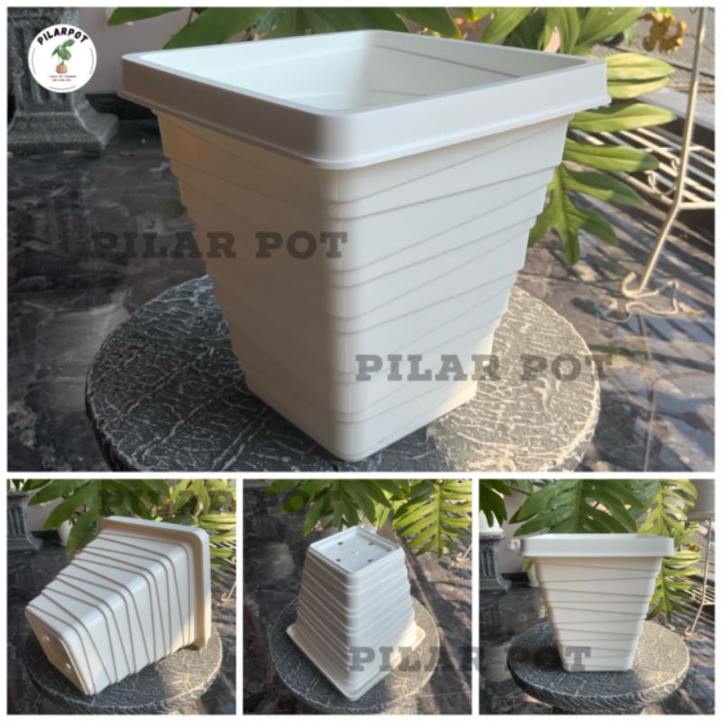 pot bunga tanaman kotak tinggi kenanga 181 putih 18cm - KENANGA 181