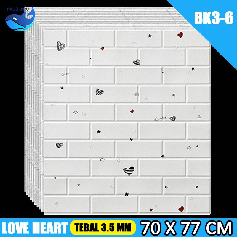 Wallpaper dinding wallfoam 3d motif gambar Dekorasi Kamar murah 70x77cm-LOVE HEART