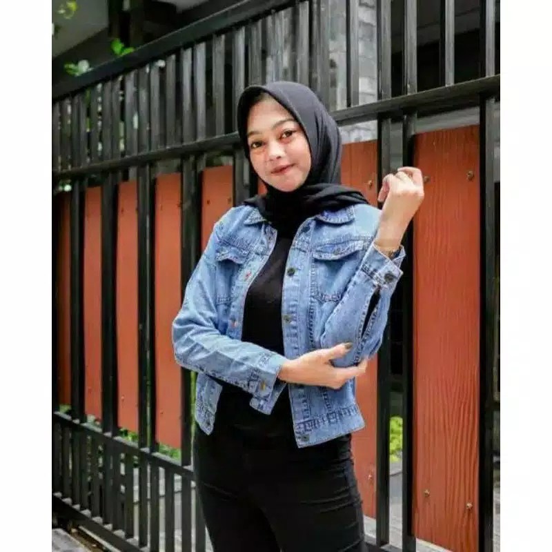 MILLY JAKET || JAKET JEANS SNOW BLACK SUPER TEBAL PREMIUM QUALITY JAKET CROP BR