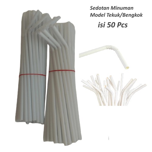 Sedotan Plastik Tekuk Sedotan Bengkok isi 50 pcs