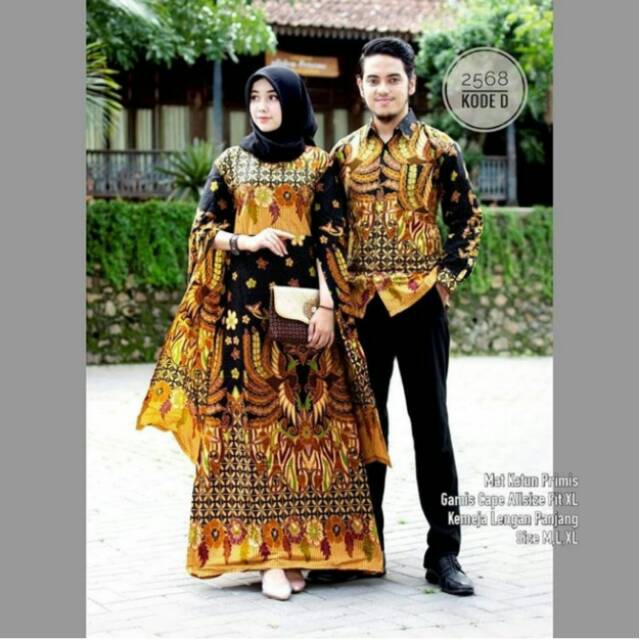 COUPLE BATIK GAMIS DAN KEMEJA LENGAN PANJANG ATASAN BATIK FASHION PRIA WANITA CAPE KATUN PEKALONGAN