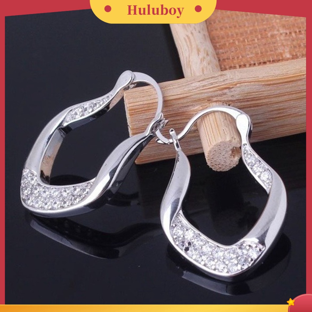 Hu Hu Hu Hu Hu Alat Bantu Pasang Kacamata♡ Anting Tusuk Bentuk U Geometri Hias Berlian Imitasi Untuk Wanita