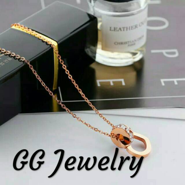 GG Kalung Love Ring Rantai Classic Titanium #KL-131A