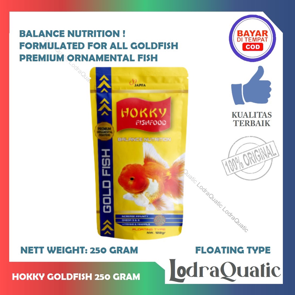 {HOKKY GOLDFISH 250 GRAM} PROMO MURAH MAKANAN PELET IKAN HIAS HOKKY GOLDFISH 250 GRAM FISH FOOD PELET IKAN KOKI PAKAN IKAN HIAS PAKAN IKAN MAS