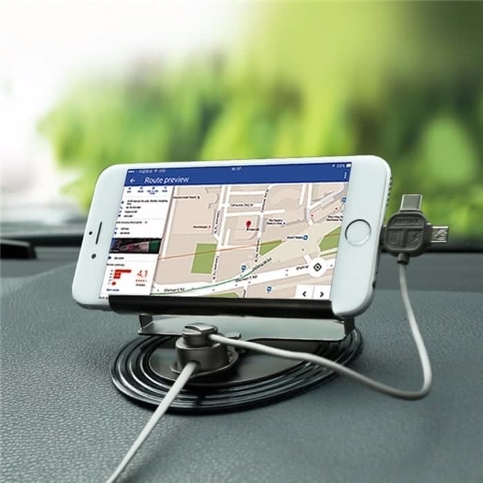 Remax Letto Car Holder 3 in 1 Lightning-MicroUSB-Type C - Cas Mobil