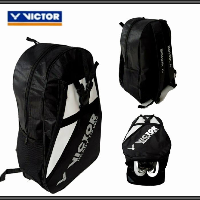 TAS RANSEL RAKET VICTOR PLUS RUANG SEPATU BADMINTON BULUTANGKIS - Putih