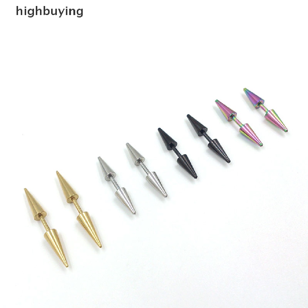 Hbid 1 Pasang Anting Tusuk Punk Rock Bahan Stainless Steel Untuk Pria / Wanita