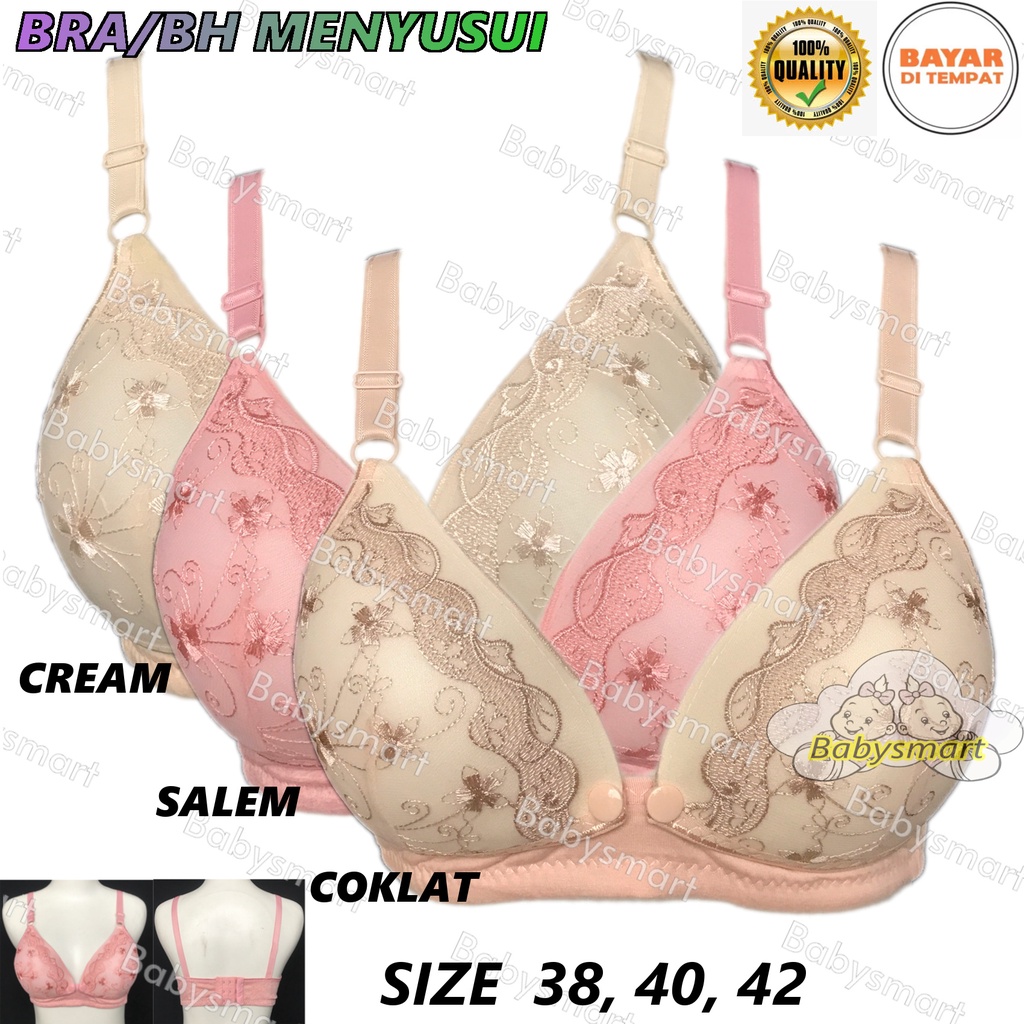 Babysmart - BH / Bra Ibu Menyusui Netek/ Nursing BRA YSK 598 Motif BROKLAT Dengan Busa Tanpa Kawat Kaitan 3 Size 38 40 42