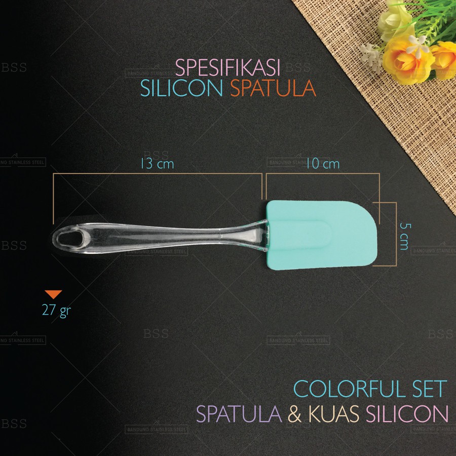 Set Spatula Kuas Silicon Brusher Warna Random Adonan Rujak Oles Mentega Kue Murah