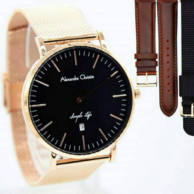 Jam Tangan Alexander Christie AC 8566 Men Rosegold Tali Stainless Rosegold Baterai Original