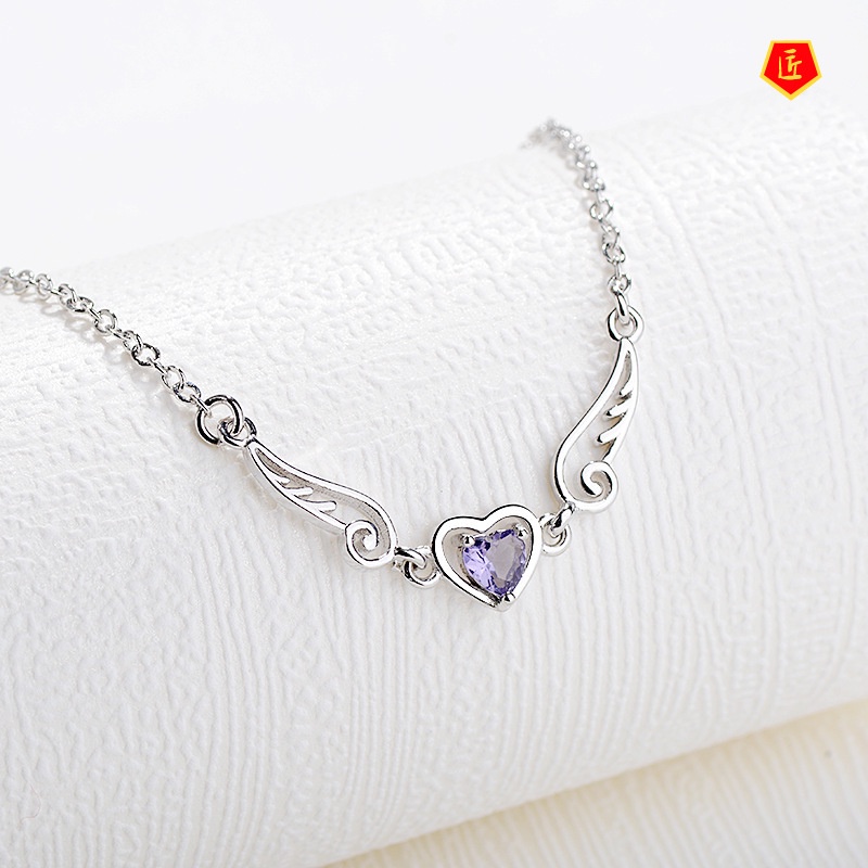 [Ready Stock]New 925 Silver Fashion Wings Heart-Shaped Bracelet