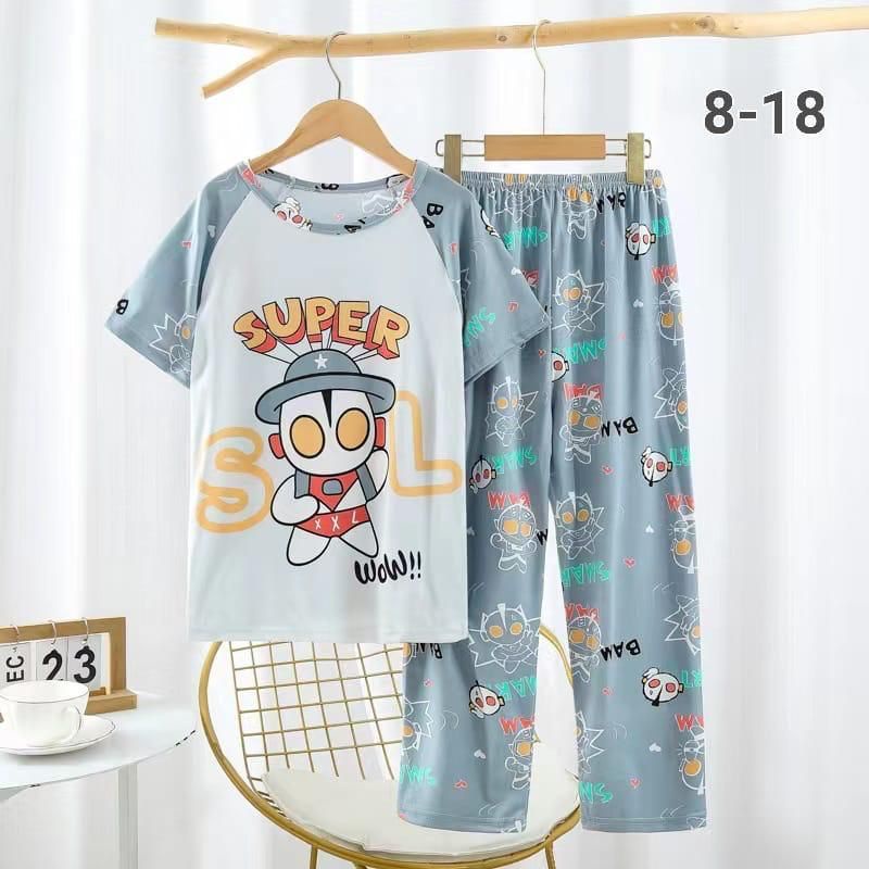 BAJU TIDUR ANAK PEREMPUAN SETELAN LENGAN PENDEK CELANA PANJANG UMUR 2-13 TAHUN PIYAMA IMPORT C18-B2