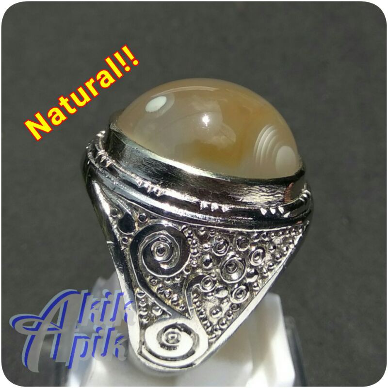 Cincin Batu Akik Pria Anggur Sulaiman Motif Unik Riau Asli Natural