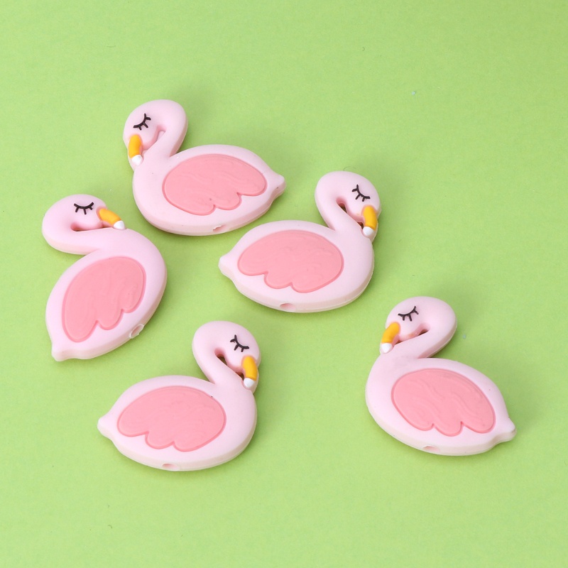 Mary Mainan Teether Bayi Bentuk Flamingo Bahan Silikon Untuk DIY Perhiasan