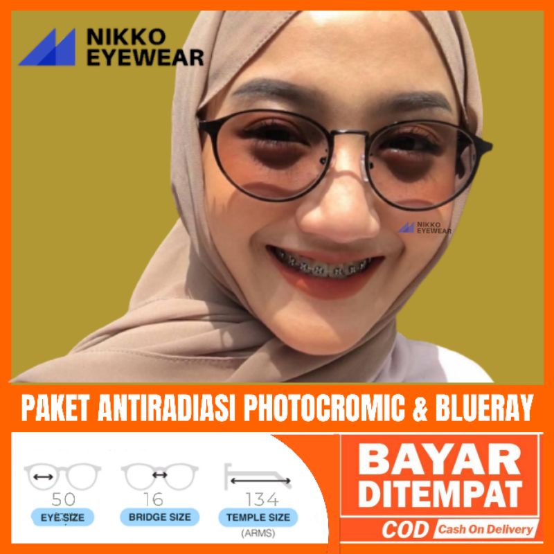 Paket Kacamata CAT EYE, Lensa Photocromic Blueray