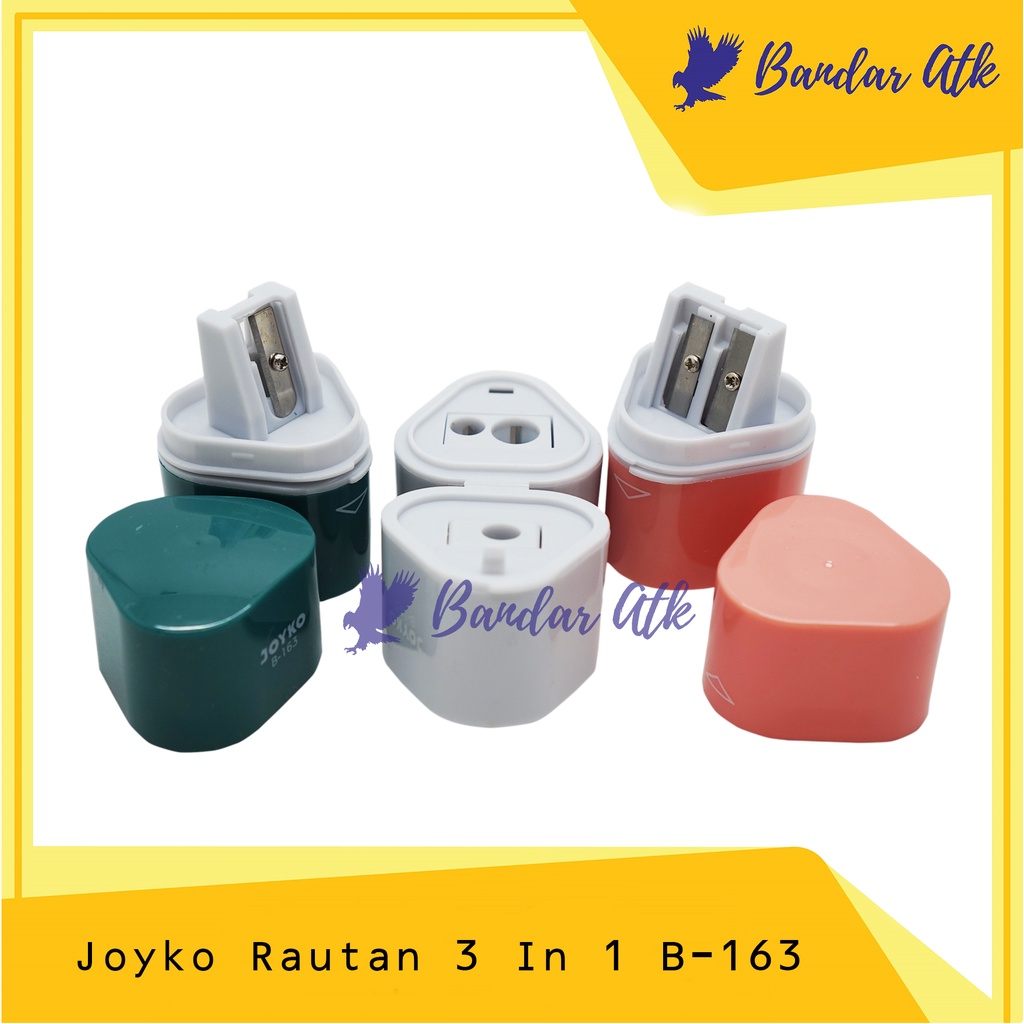 

JOYKO Sharpener 3 In 1 B-163 Rautan Serutan Pensil dan Krayon [1 PCS]