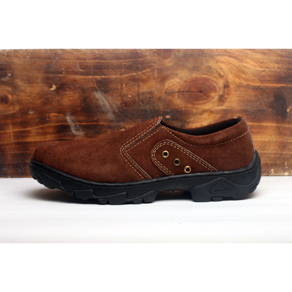 Sepatu Kasual Pria Kulit Asli Rasheda 015 Slip On Big Size