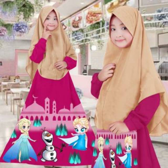 Baju muslim anak perempuan gamis anak lucu frozen kids 5-8 tahun