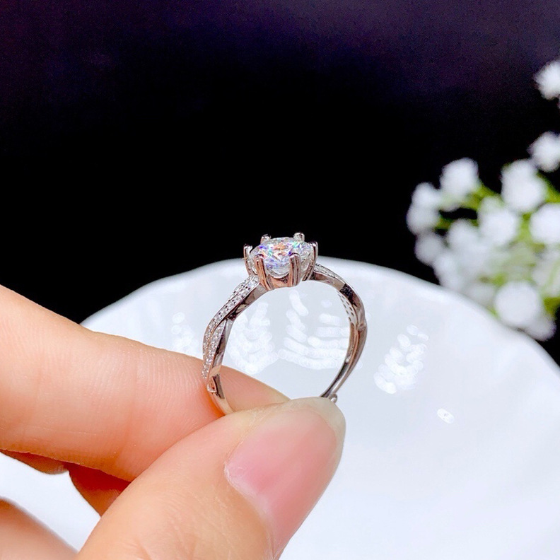 Cincin Bahan Sterling Silver 925 Hias Kristalberlian Gaya Mewah Untuk Wanita