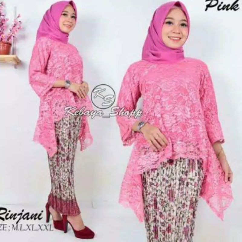 IndahKebaya | SET KEBAYA BROKAT MUSLIMAH / KEBAYA AKAD / WISUDA / HITAM / PUTIH / MOCCA / HIJAU