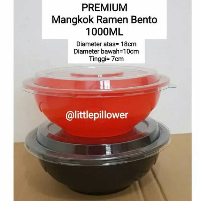 (ISI 10PCS - RAMEN MERAH/HITAM) Mika Mangkok Ramen Bento Premium/Mangkok Plastik/Mangkok Kuah Mie